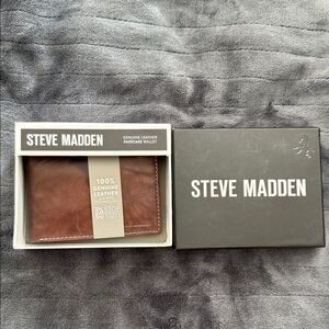Steve Madden Genuine Leather Card Holder - Brown